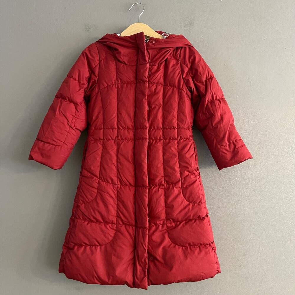 Patagonia Girls Toddler XXS (3-4) Down Long Puffer Jacket Pink Floral Lined Hood